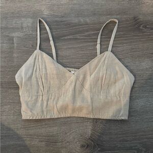Tan Linen Crop Top